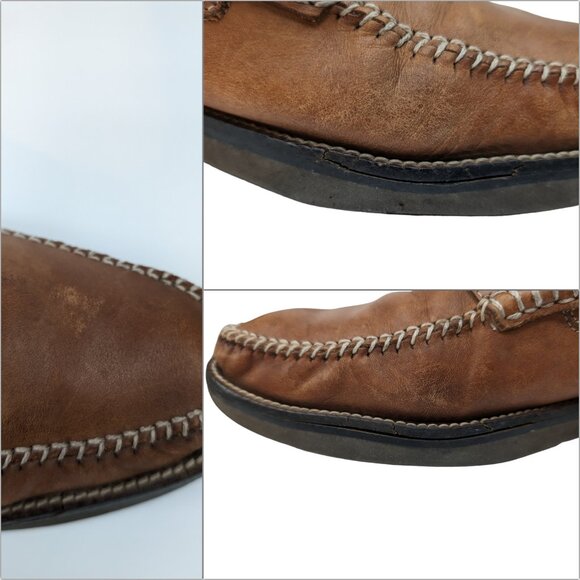 Tan Brown Leather Slip-On Penny Loafers - Picture 13 of 13